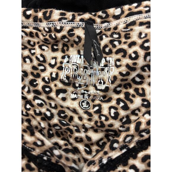 Leopard Print Lace Trim Mini Dress Sz L Sexy Slip Style Y2K Party Clubwear - Picture 5 of 8